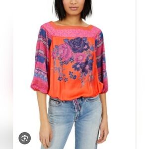 Free People Blue Nile Printed Top M Medium New